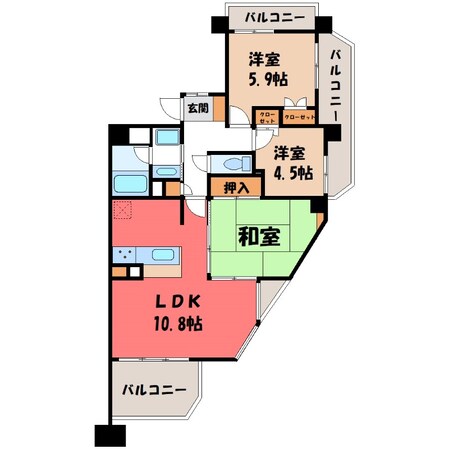 ナイスアーバンステイツ宇都宮桜の物件間取画像